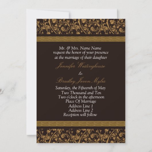 Invitations De Mariage Brown Et Tan (Devant)