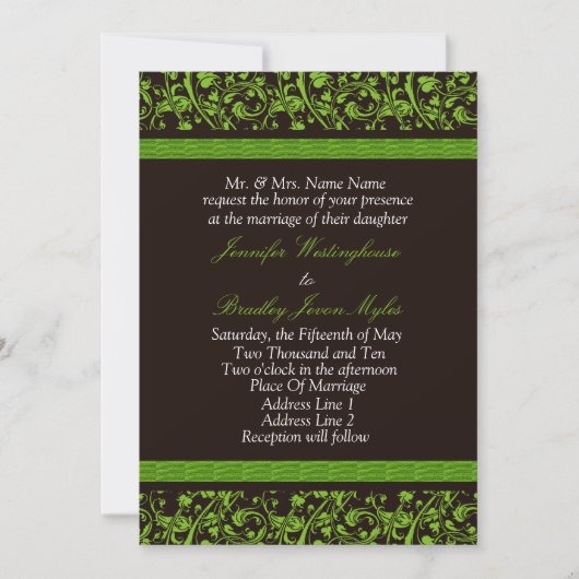 Invitations De Mariage Brown Et Vert (Devant)