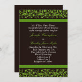 Invitations De Mariage Brown Et Vert (Devant / Derrière)