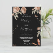 Invitations de mariage Brown noir Fleur (Debout devant)