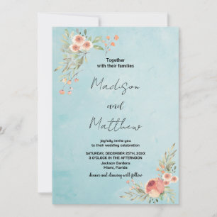 Invitations de mariage Brown vert Fleur