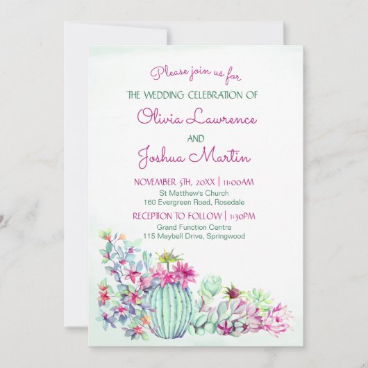 Invitations de mariage Cactus (Devant)