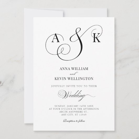 Invitations de mariage Calligraphie (Devant)