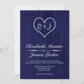 Invitations de mariage campagnard de bleu marine (Devant)