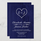 Invitations de mariage campagnard de bleu marine (Devant / Derrière)