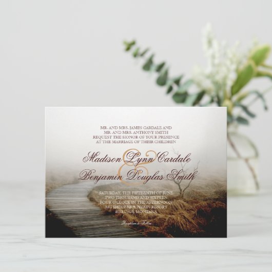 Invitations de Mariage campagnard de brouillard de (Debout devant)