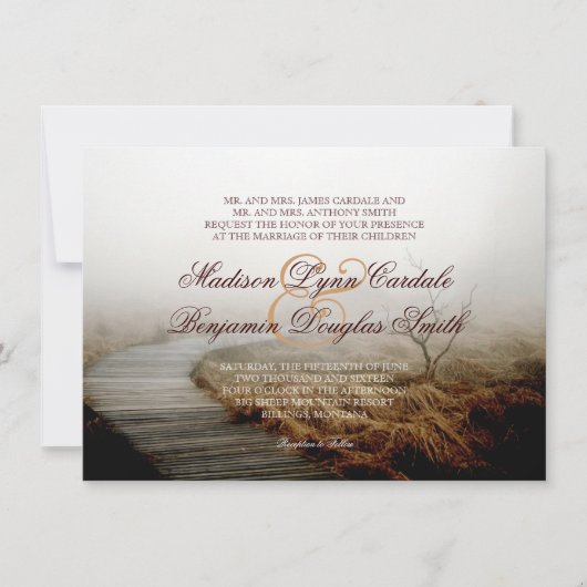 Invitations de Mariage campagnard de brouillard de (Devant)