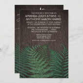 Invitations de Mariage campagnard de fougères bota (Devant / Derrière)