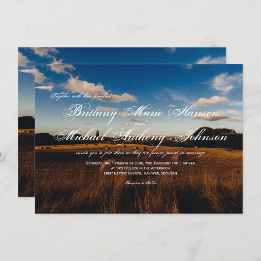 Invitations de Mariage campagnard de Hay Bales à l (Devant / Derrière)