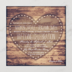 Invitations de Mariage campagnard en bois de grang