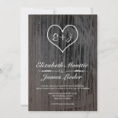Invitations de Mariage campagnard noir et blanc (Devant)