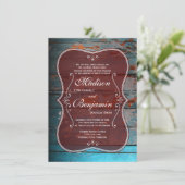 Invitations de Mariage campagnard Rustic Red Blue  (Debout devant)