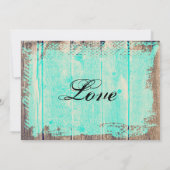 Invitations de Mariage campagnard Rustic Wood Aqua (Dos)
