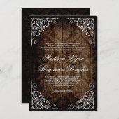 Invitations de Mariage campagnard rustique Damask  (Devant / Derrière)