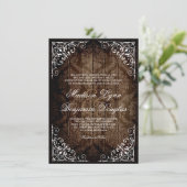 Invitations de Mariage campagnard rustique Damask  (Debout devant)