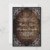 Invitations de Mariage campagnard rustique Damask  (Devant)