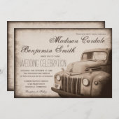 Invitations de Mariage campagnard Vintage Rustic O (Devant / Derrière)