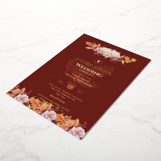 Invitations de mariage catholique Automne Citrouil (Rotation)
