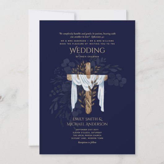 Invitations de mariage catholique Christian Elegan (Devant)