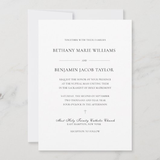 Invitations de mariage catholique de Béthanie avec (Devant)