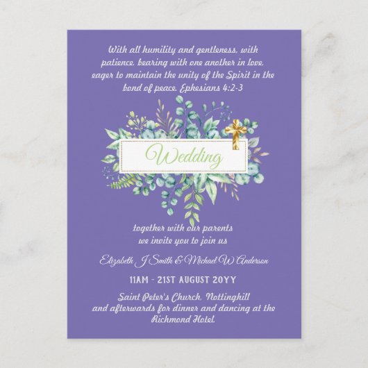 Invitations de mariage catholique moderne Botaniqu (Devant)