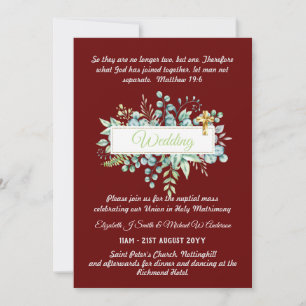 Invitations de mariage catholique Verdure botaniqu