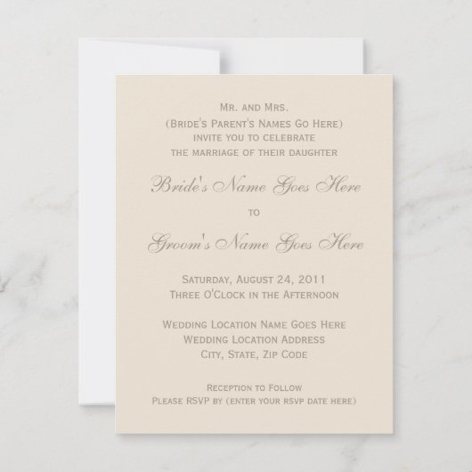 Invitations de mariage Champagne et Blanc (Dos)