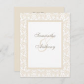 Invitations de mariage Champagne et Blanc (Devant / Derrière)