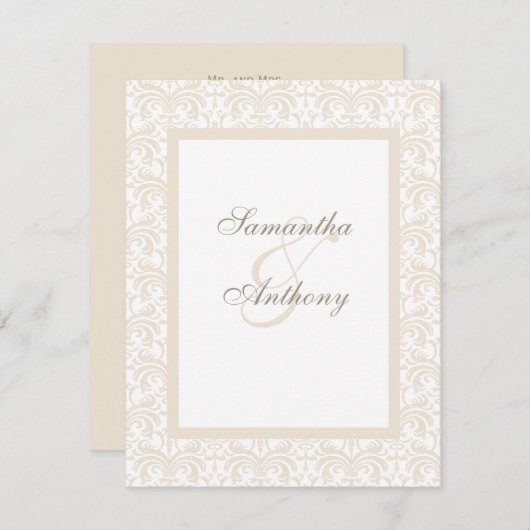 Invitations de mariage Champagne et Blanc (Devant / Derrière)