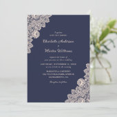 Invitations de mariage Champagne et Marine Blue La (Debout devant)