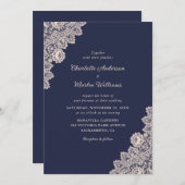 Invitations de mariage Champagne et Marine Blue La (Devant / Derrière)