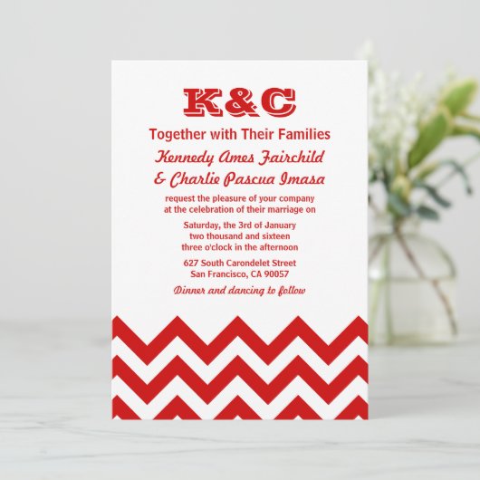 Invitations de mariage Chevron (Debout devant)