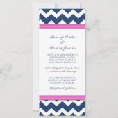 Invitations de mariage Chevron bleu rose chaud (Dos)