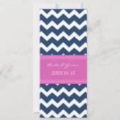 Invitations de mariage Chevron bleu rose chaud (Devant)