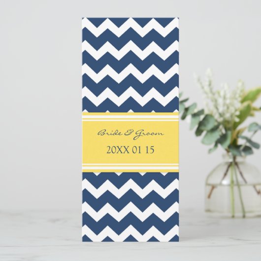 Invitations de mariage Chevron jaune bleu (Debout devant)