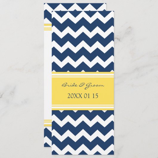 Invitations de mariage Chevron jaune bleu (Devant / Derrière)