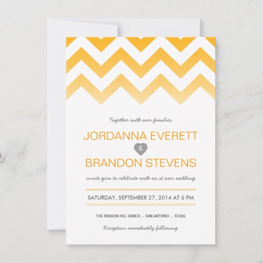 Invitations de mariage Chevron Ombre jaune (Devant)