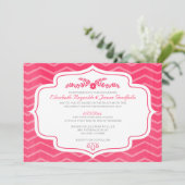 Invitations de mariage Chevron rose chaud (Debout devant)