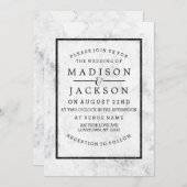 Invitations de mariage chic blanc et gris marbre (Devant / Derrière)