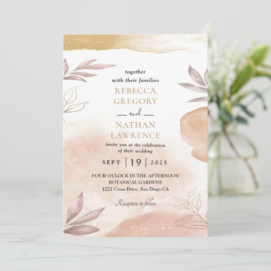 Invitations de mariage chic Boho (Debout devant)