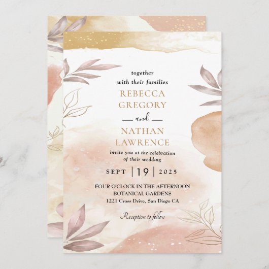 Invitations de mariage chic Boho (Devant / Derrière)