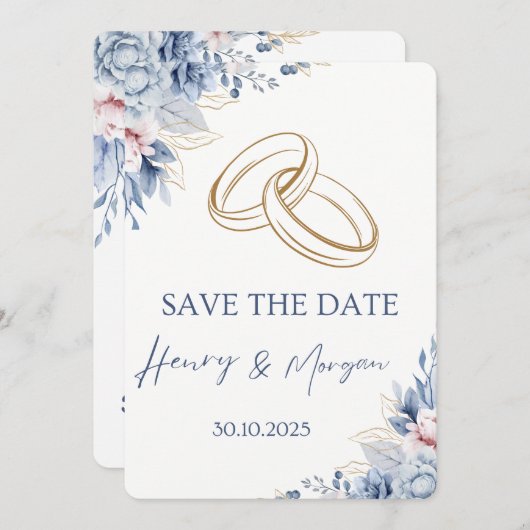 Invitations de mariage classique customisées (Devant / Derrière)