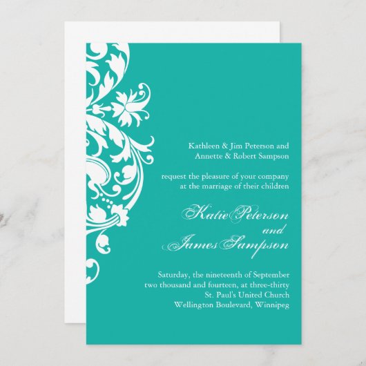 Invitations de mariage classique de jade (Devant / Derrière)
