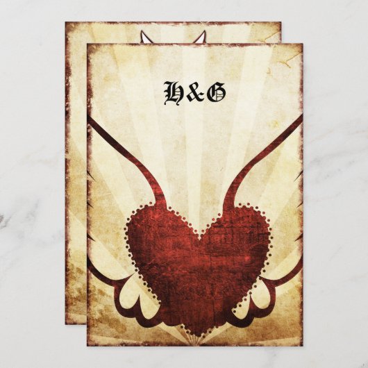 Invitations De Mariage Coeur Urbain En Tatouage Ai (Devant / Derrière)