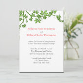 Invitations De Mariage Corail, Vert Et Blanc (Debout devant)