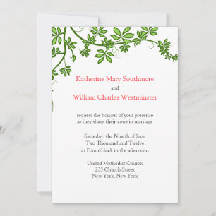 Invitations De Mariage Corail, Vert Et Blanc