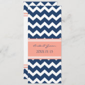 Invitations de mariage Coral bleu Chevron (Devant / Derrière)