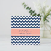 Invitations de mariage Coral bleu Chevron (Debout devant)