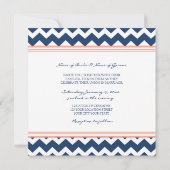Invitations de mariage Coral bleu Chevron (Dos)