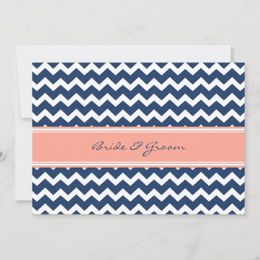 Invitations de mariage Coral Blue Chevron (Devant)